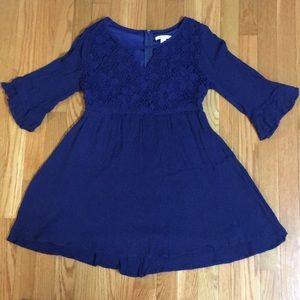 Francesca’s Dark Blue Dress w/ Floral Design